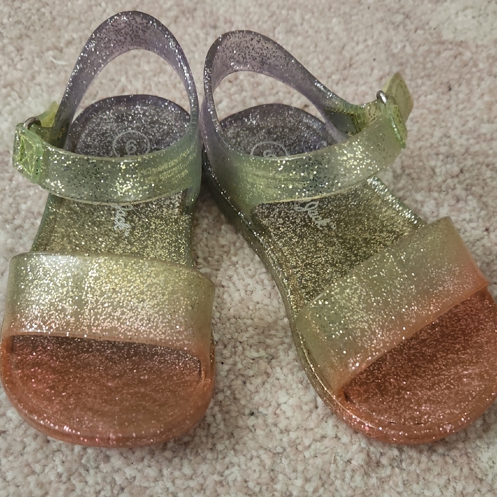 Great Used Condition Cat & Jack Glittery Ombre Toddler Sandals Size 6